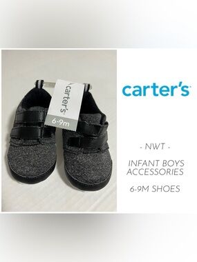 🆕CARTER’S - 6/9M - NWT - INFANT BOYS BLACK CHARCOAL GREY SHOES